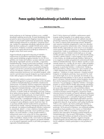 Pomen zgodnje limfadenektomije pri bolnikih z melanomom (.pdf ...