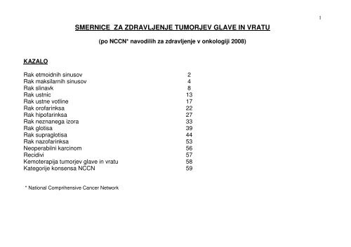 SMERNICE ZA ZDRAVLJENJE TUMORJEV GLAVE IN VRATU