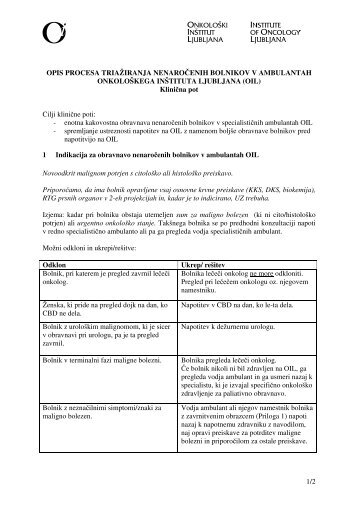 1/2 OPIS PROCESA TRIAŽIRANJA ... - Onkološki inštitut