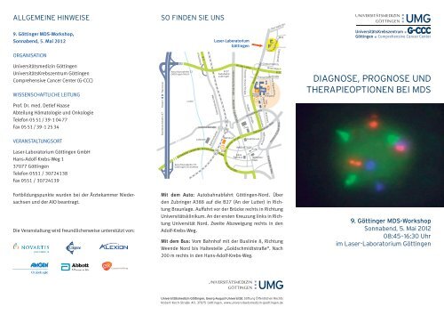 Programm zum 9. MDS Workshop - HÃ¤matologie und Onkologie