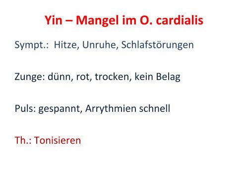 Therapie I (Einzelstoffe) / O. cardialis / Beispiel - Hämatologie und ...