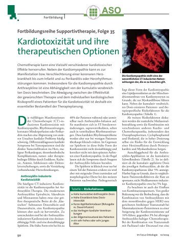 KardiotoxizitÃ¤t und ihre therapeutischen Optionen