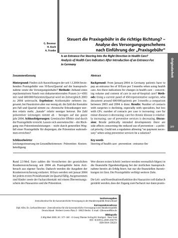 Steuert die PraxisgebÃ¼hr in die richtige Richtung? â Analyse des ...