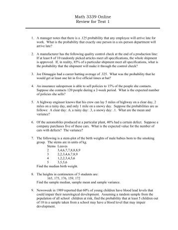 Exam 1 Review Sheet