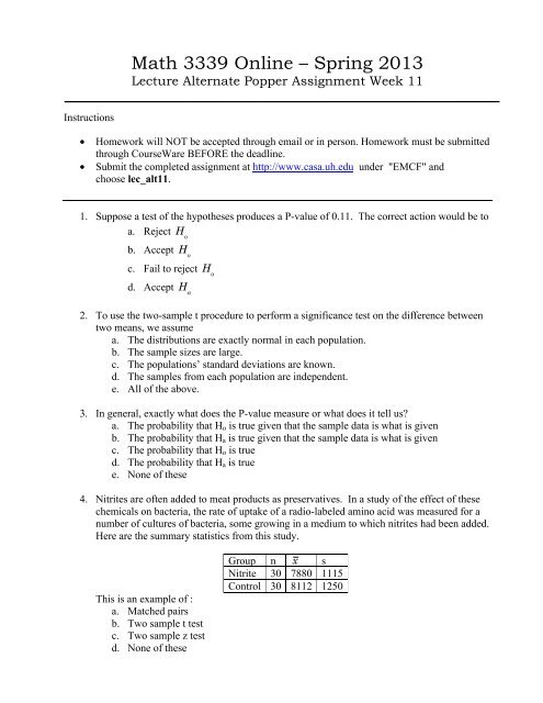 Lecture Alternate Assignment