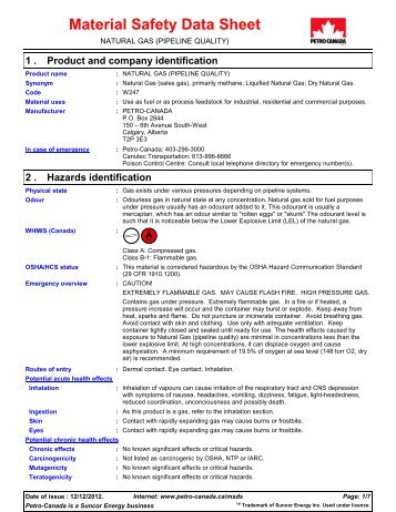 Msds Natural Gas Sweet Msds Natural Gas Sweet