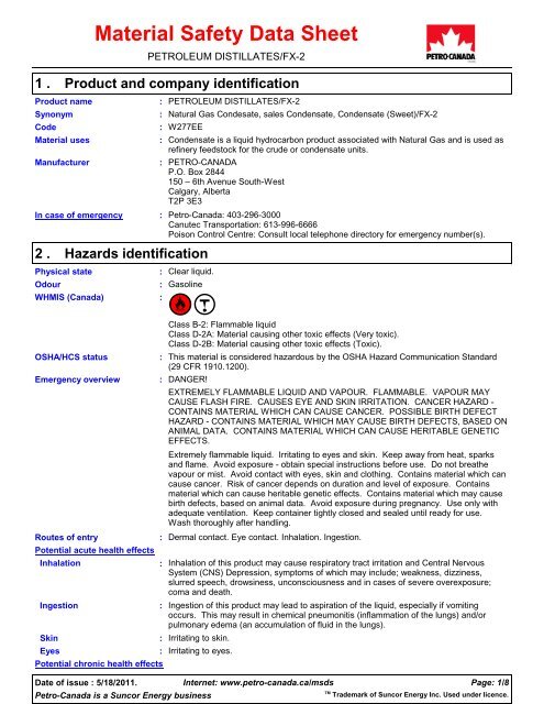 Petroleum Distillates Fx 2 Petro Canada - 