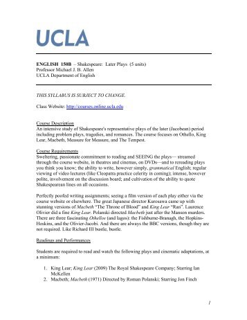 English 150B Syllabus - UCLA Summer Sessions Online Courses