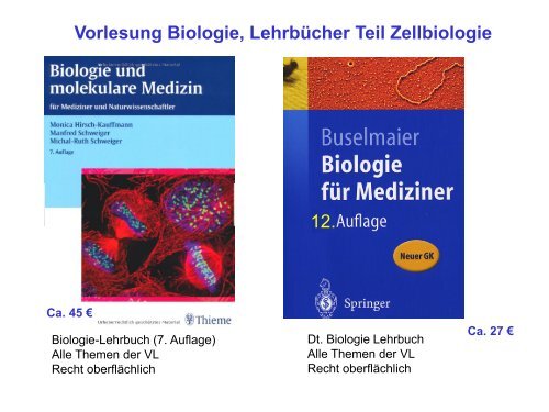 Vorlesung Biologie, LehrbÃ¼cher Teil Zellbiologie