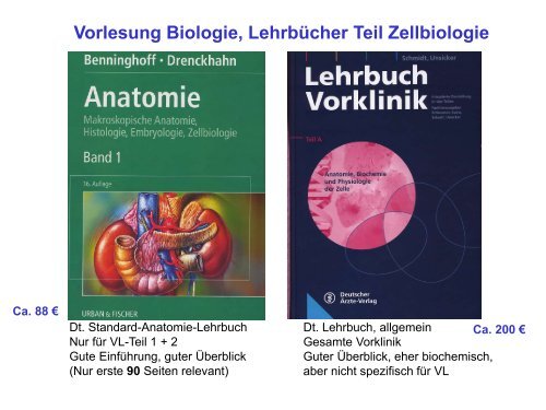 Vorlesung Biologie, LehrbÃ¼cher Teil Zellbiologie