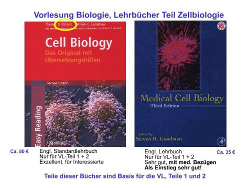 Vorlesung Biologie, LehrbÃ¼cher Teil Zellbiologie