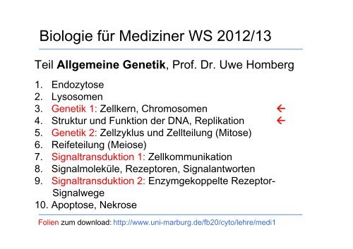Biologie fÃ¼r Mediziner WS 2012/13