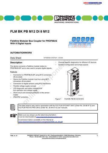 FLM BK PB M12 DI 8 M12 - Onlinecomponents.com