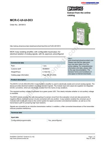 MCR-C-UI-UI-DCI - Onlinecomponents.com