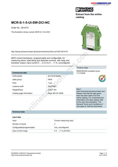 MCR-S-1-5-UI-SW-DCI-NC - Onlinecomponents.com