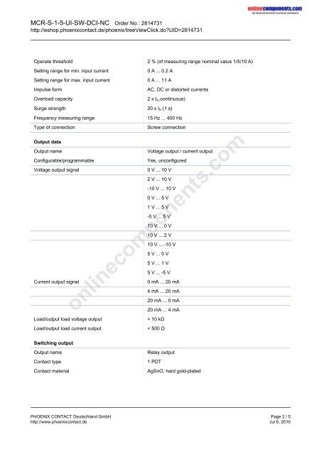 MCR-S-1-5-UI-SW-DCI-NC - Onlinecomponents.com