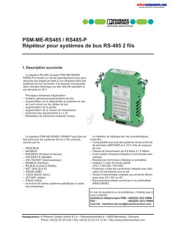 PSM-ME-RS485 / RS485-P RÃ©pÃ©teur pour systÃ¨mes de bus RS-485 ...
