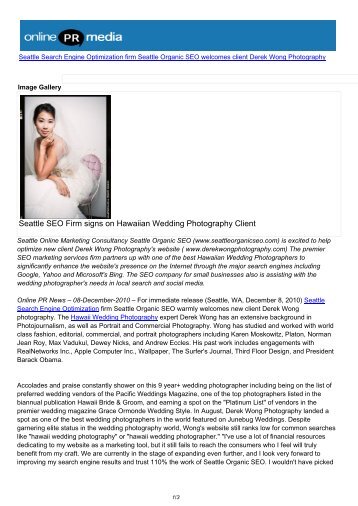 Seattle SEO Firm signs on Hawaiian Wedding Photography Client