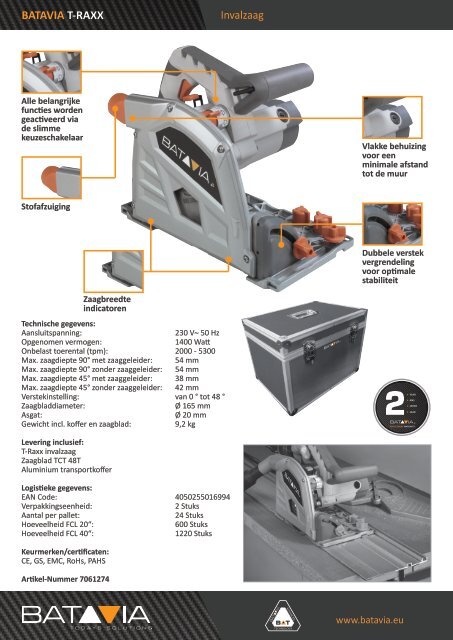 Product Info T-RAXX - Invalzaag 1400 watt