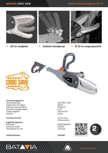 Product Info CROC SAW - elektrische kettingzaag