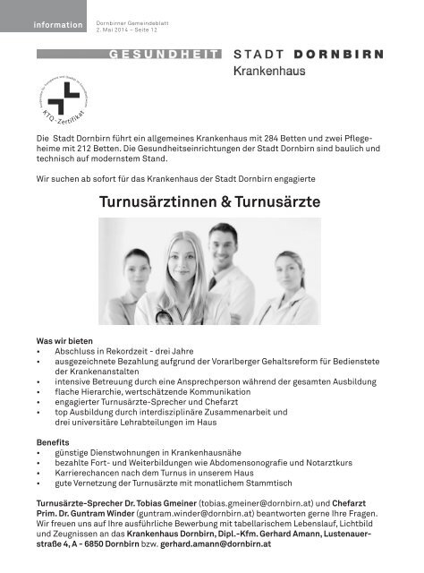 Dornbirner Gemeindeblatt KW 18 vom 02.05.2014