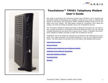 Touchstoneâ¢ TM401 Telephony Modem User's Guide - Ono