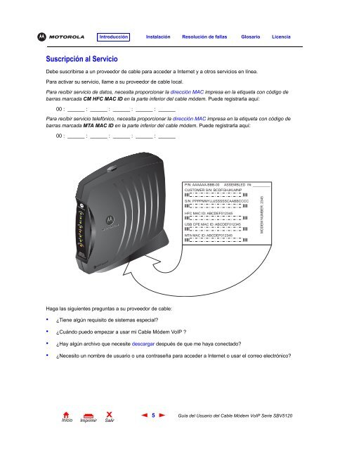 Manual del fabricante Motorola SBV 5120e - Ono