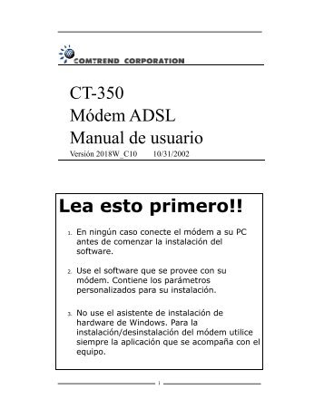 Manual del fabricante Comtrend CT 350 - Ono