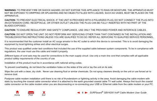 SURFboard Â® SBV4200 VoIP Cable Modem User Guide ... - Ono