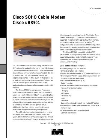 Cisco SOHO Cable Modem: Cisco uBR904 - Ono