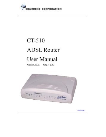 CT-510 ADSL Router User Manual - Ono