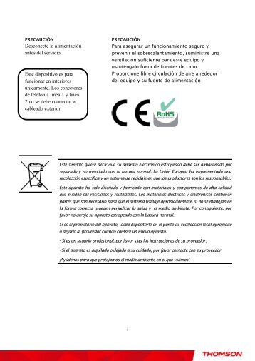 Desconecte la alimentaciÃ³n antes del servicio Este dispositivo ... - Ono