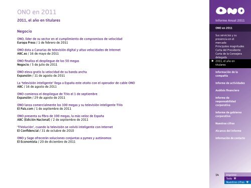 Informe Anual 2011 - Ono