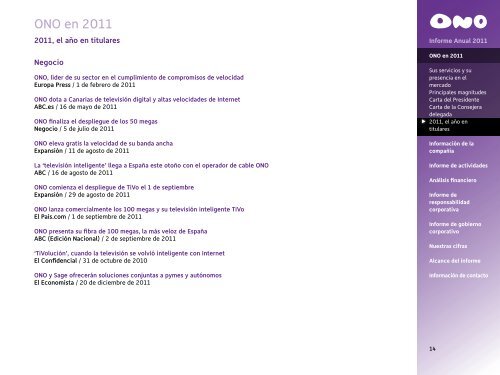 Informe Anual 2011 - Ono