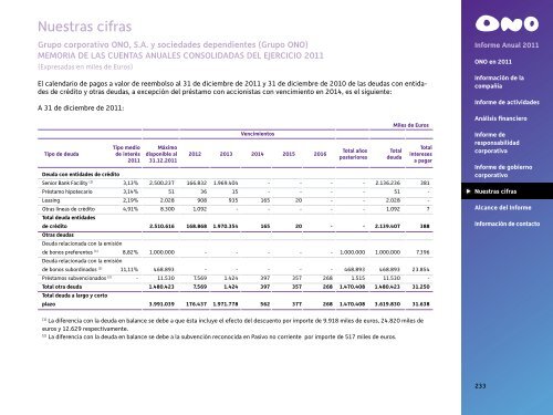 Informe Anual 2011 - Ono