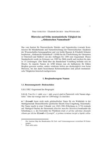 Altdeutschen Namenbuch - Onomastik.at