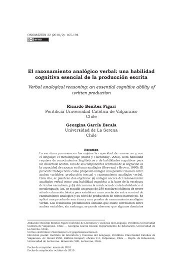 El razonamiento analÃ³gico verbal: una habilidad ... - OnomÃ¡zein