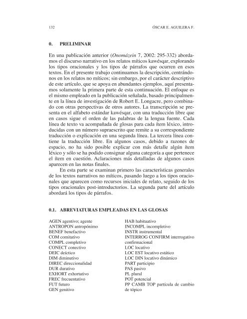 El discurso narrativo kawÃ©sqar. Textos narrativos no ... - OnomÃ¡zein