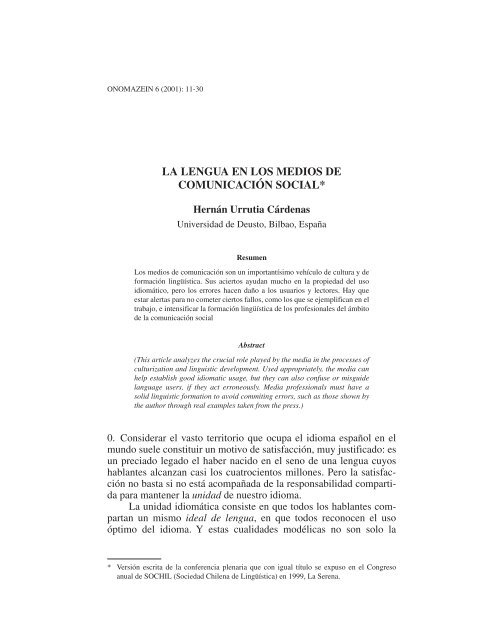 La lengua en los medios de comunicaciÃ³n social - OnomÃ¡zein