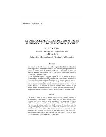 La conducta prosÃ³dica del vocativo en el espaÃ±ol culto ... - OnomÃ¡zein