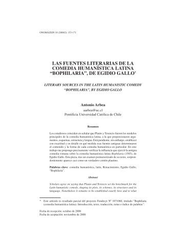 Las fuentes literarias de la comedia humanÃ­stica latina ... - Dialnet