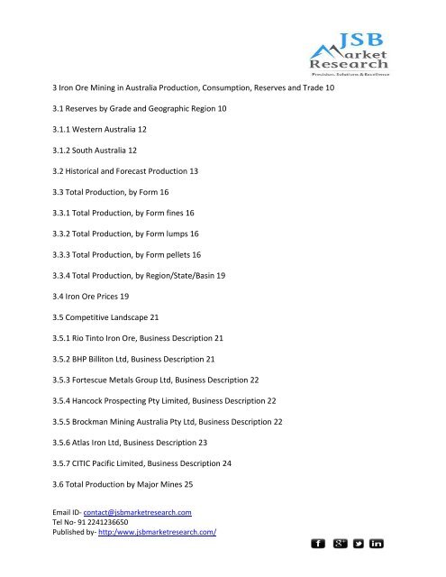 JSB Market Research: Iron Ore Mining in Australia to 2020