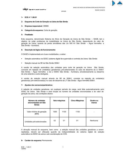 1- ECE nÂº: 1.08.01 2- Esquema de Corte de GeraÃ§Ã£o na ... - ONS