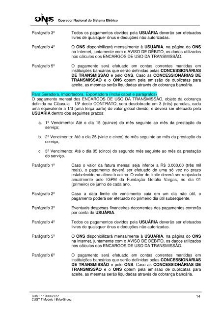 MODELO CONTRATO DE USO TEMPORÃRIO DO SISTEMA ... - ONS