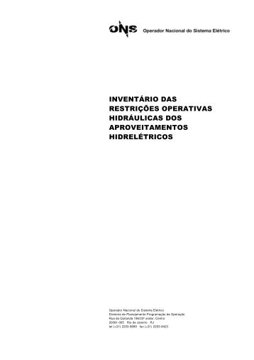 inventÃ¡rio das restriÃ§Ãµes operativas hidrÃ¡ulicas dos ... - ONS