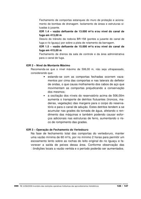 inventÃ¡rio das restriÃ§Ãµes operativas hidrÃ¡ulicas dos ... - ONS