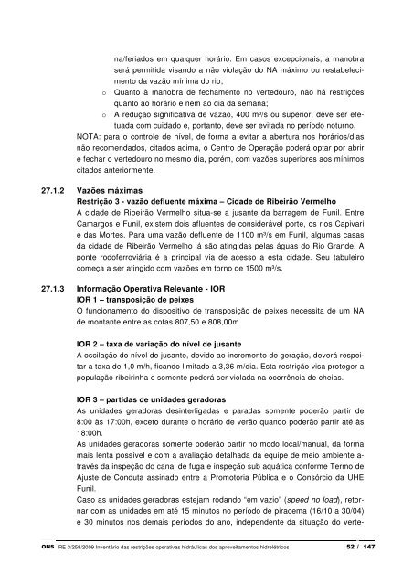 inventÃ¡rio das restriÃ§Ãµes operativas hidrÃ¡ulicas dos ... - ONS