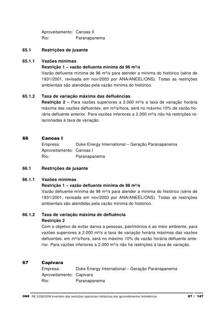 inventÃ¡rio das restriÃ§Ãµes operativas hidrÃ¡ulicas dos ... - ONS