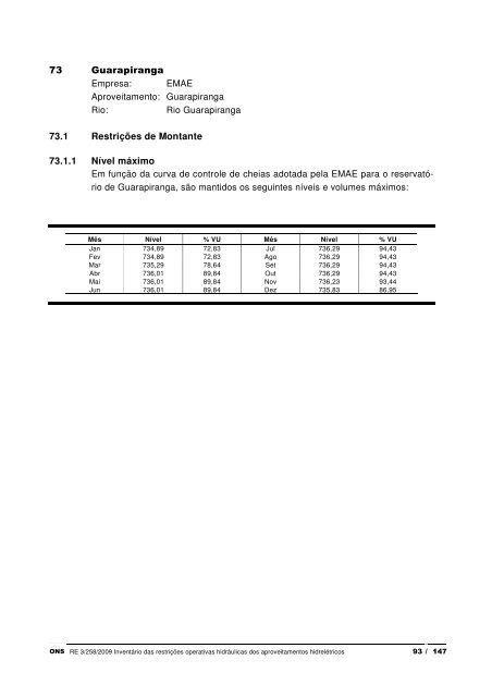 inventÃ¡rio das restriÃ§Ãµes operativas hidrÃ¡ulicas dos ... - ONS