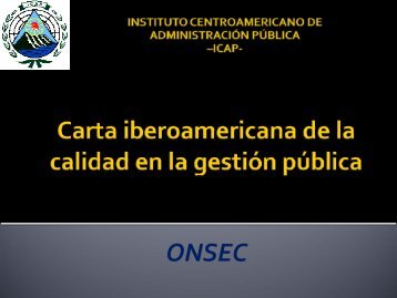 Carta iberoamericana de la calidad en la gestión pública - onsec